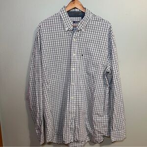 Izod Men's Black Gray and White Plaid Shirt